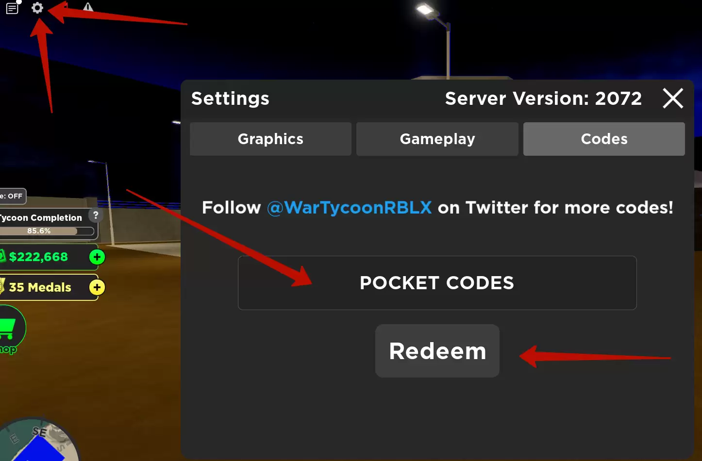 How can I use my War Tycoon game codes?