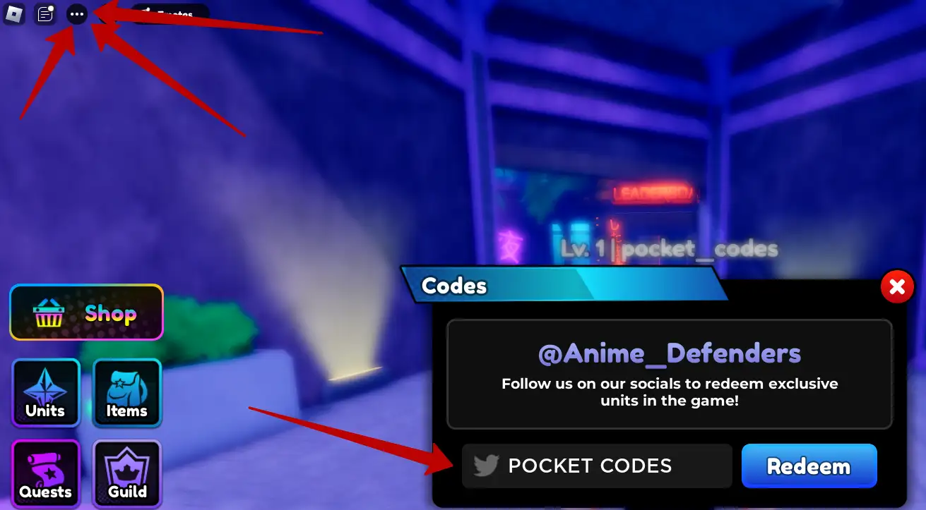 How to redeem Anime Defenders codes?