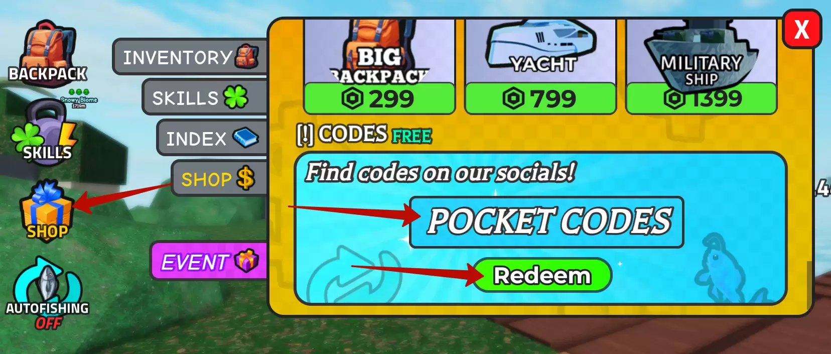 How to redeem GO FISHING codes?